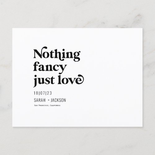 Nothing fancy just love Modern save the date Announcement Postcard