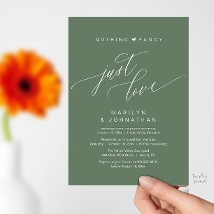 Nothing Fancy Just Love Modern Wedding Reception Invitation