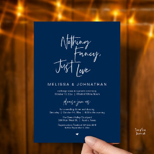 Nothing Fancy Just Love, Modern Wedding Reception Invitation