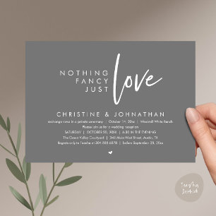 Nothing Fancy, Just Love, Modern Wedding Reception Invitation