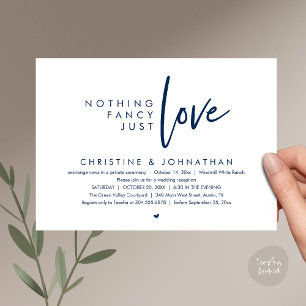 Nothing Fancy, Just Love, Modern Wedding Reception Invitation