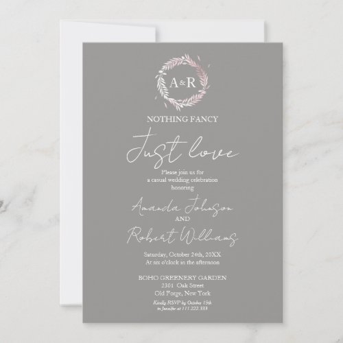 Nothing Fancy Just Love Monogram Wedding Invitatio Invitation