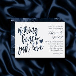 Nothing Fancy Just Love | Moody Navy Blue Wedding Invitation<br><div class="desc">A beautifully designed minimal hand lettered wedding, anniversary, engagement, or elopement typography thats perfect for your simple or small reception, party or celebration with a modern handwritten script and heart. For customizations or other colors, please visit the store JustFharryn @ Zazzle or contact the designer, Fharryn, c/o Fharryn@yahoo.com #bohochic #zazzlemade...</div>