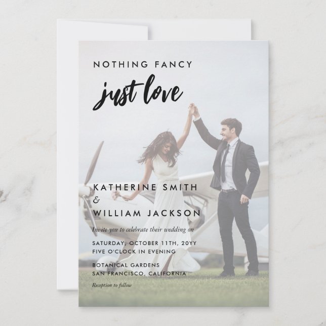Nothing Fancy Just Love Photo All in One Wedding Invitation (Front)
