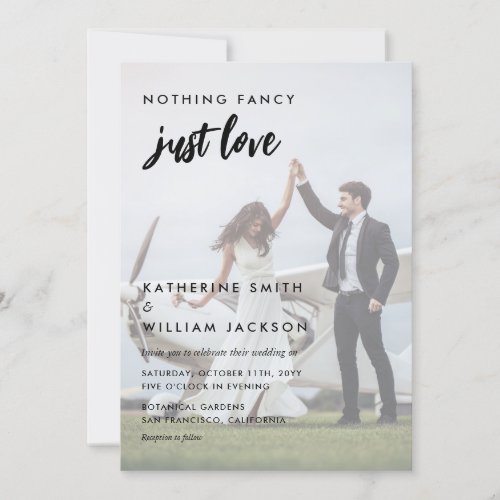Nothing Fancy Just Love Photo All in One Wedding Invitation