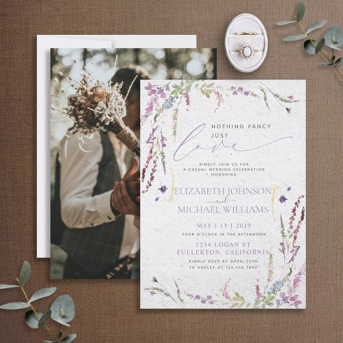 Nothing Fancy Just Love Photo Casual Wedding Invitation