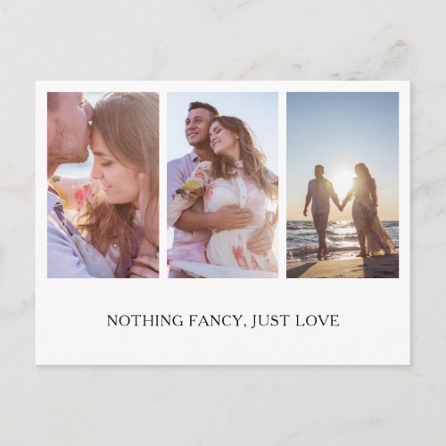 Nothing Fancy Just Love Photo Collage Elopement Announcement Postcard