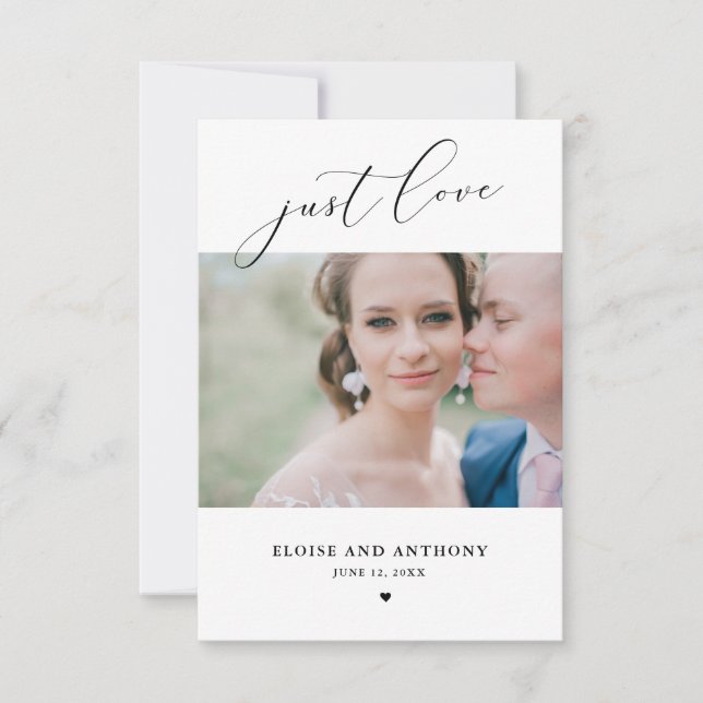 Nothing Fancy Just Love Photo Elopement Card (Front)
