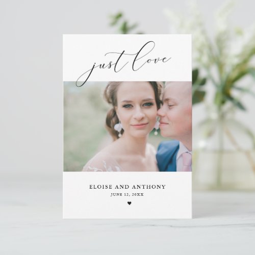 Nothing Fancy Just Love Photo Elopement Card