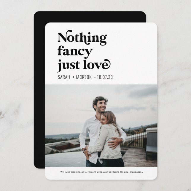 Nothing fancy just love photo elopement wedding announcement (Front/Back)