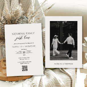 Nothing Fancy Just Love Photo Qr Code Wedding Invitation