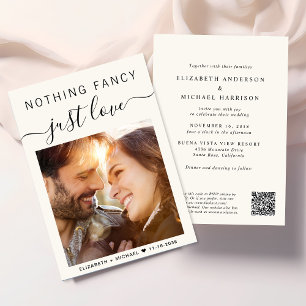 Nothing Fancy Just Love Photo QR Code Wedding Invitation