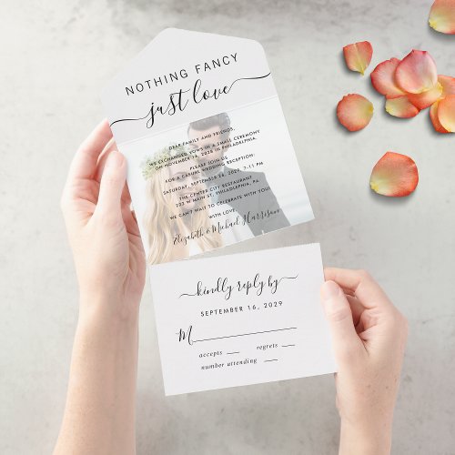 Nothing Fancy Just Love Photo Wedding Reception All In One Invitation