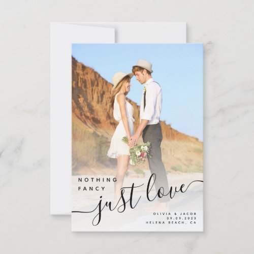 Nothing Fancy Just Love Photo Wedding Thank You Card
