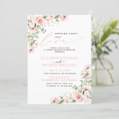 Nothing Fancy Just Love Pink Floral Photo Wedding Invitation (Standing Front)