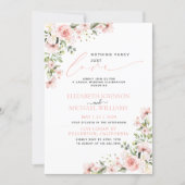 Nothing Fancy Just Love Pink Floral Photo Wedding Invitation (Front)