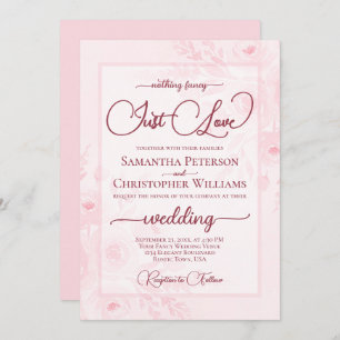 Nothing Fancy Just Love Pink Peonies Boho Wedding Invitation