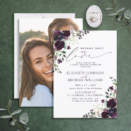 Nothing Fancy Just Love Plum Purple Casual Photo Invitation