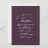 Nothing Fancy Just Love Plum Purple Casual Wedding Invitation (Front)