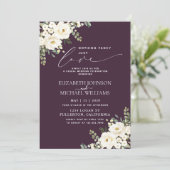 Nothing Fancy Just Love Plum Purple Floral Wedding Invitation (Standing Front)