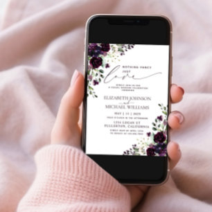 Nothing Fancy Just Love Purple Casual Wedding Invitation