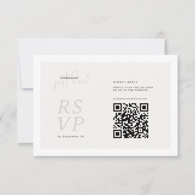 Nothing Fancy Just Love QR-code RSVP Card (Front)