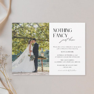 Nothing Fancy Just Love QR Code RSVP Photo Wedding Invitation