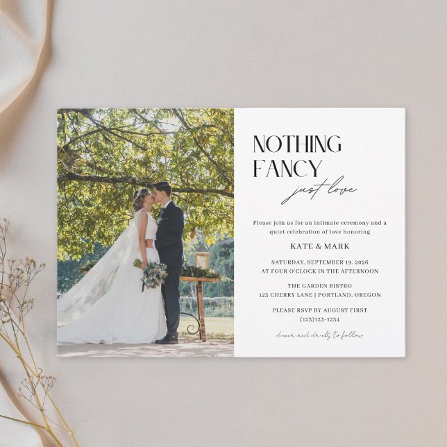 Nothing Fancy Just Love QR Code RSVP Photo Wedding Invitation (Creator Uploaded)