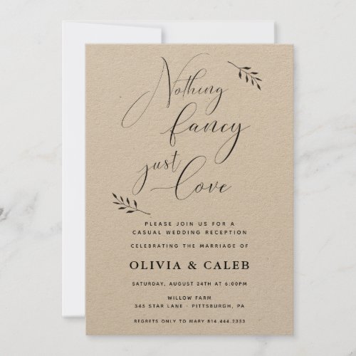 Nothing Fancy Just Love Reception Invitation