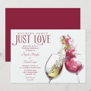 Nothing Fancy Just Love Red White Wine Wedding Invitation