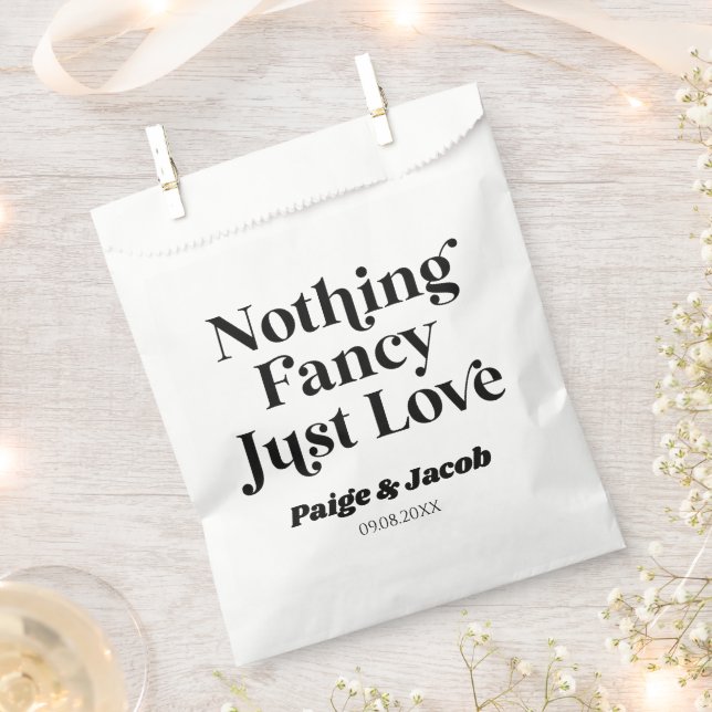 Nothing Fancy Just Love Retro Casual Wedding Favor Bag (Clipped)