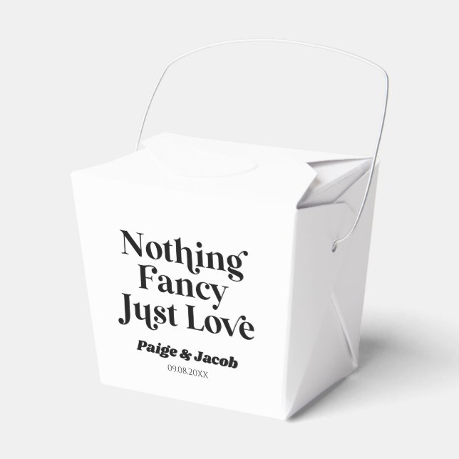 Nothing Fancy Just Love Retro Casual Wedding Favor Boxes (Front Side)
