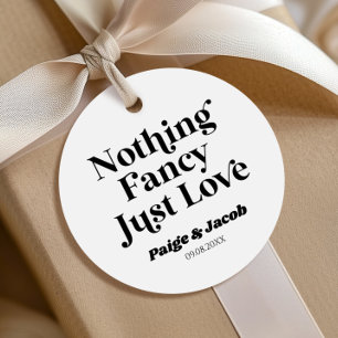 Nothing Fancy Just Love Retro Casual Wedding Favor Tags