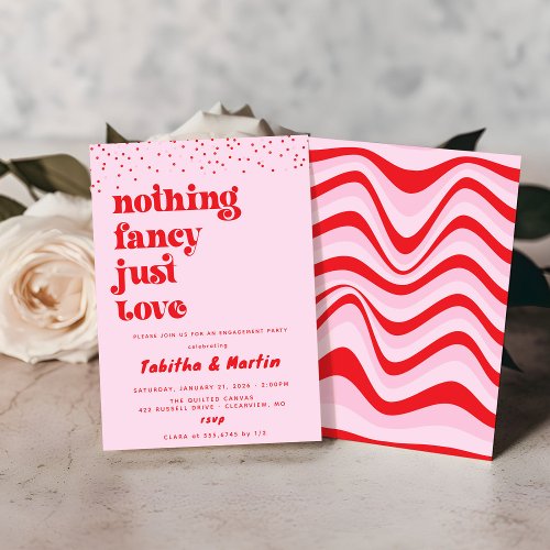 Nothing fancy just love retro engagement party invitation