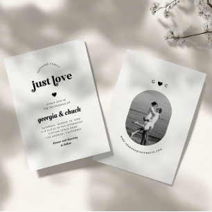 Nothing Fancy Just Love Retro Oval Photo Wedding Invitation