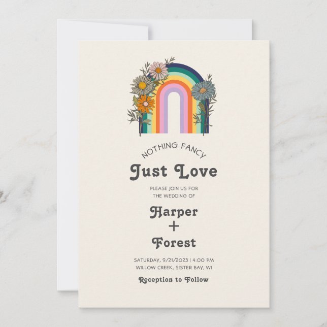 Nothing Fancy Just Love Retro Wedding Invitation (Front)