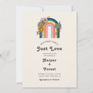 Nothing Fancy Just Love Retro Wedding Invitation