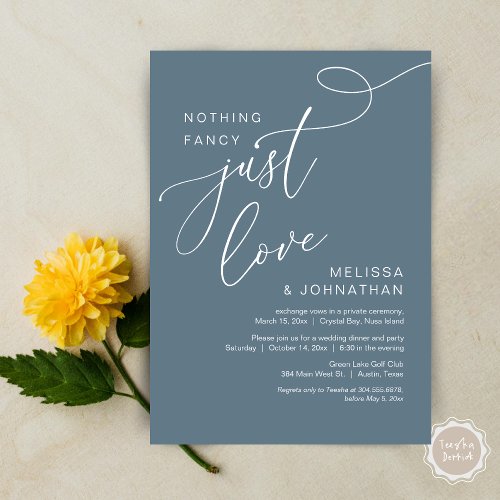 Nothing Fancy Just Love Romantic Wedding Dinner Invitation