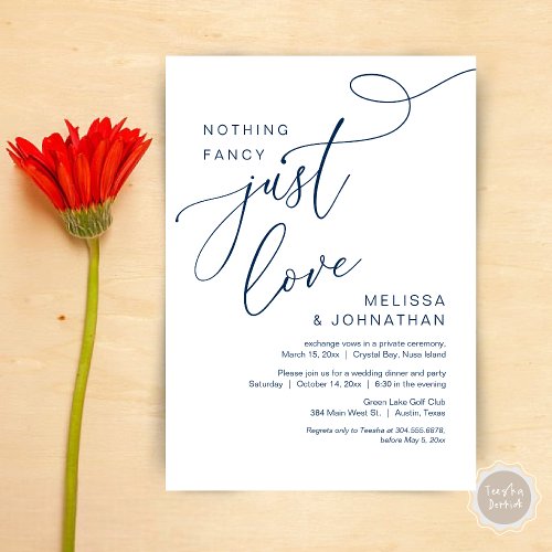 Nothing Fancy Just Love Romantic Wedding Dinner Invitation