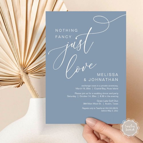 Nothing Fancy Just Love Romantic Wedding Dinner Invitation