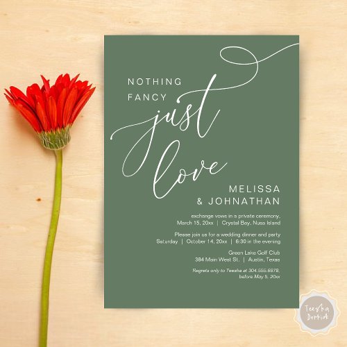 Nothing Fancy Just Love Romantic Wedding Dinner Invitation