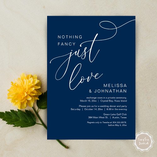 Nothing Fancy Just Love Romantic Wedding Dinner Invitation