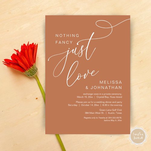 Nothing Fancy Just Love Romantic Wedding Dinner Invitation