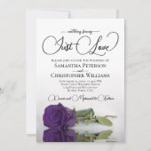 Nothing Fancy Just Love Royal Purple Rose Wedding Invitation (Front)