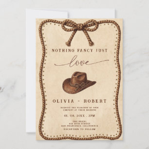 Nothing Fancy Just Love Rustic Cowboy Rope wedding Invitation