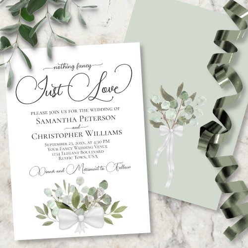 Nothing Fancy Just Love Rustic Eucalyptus Wedding Invitation