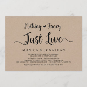 Nothing Fancy, Just Love, Rustic Kraft, Elopement Invitation
