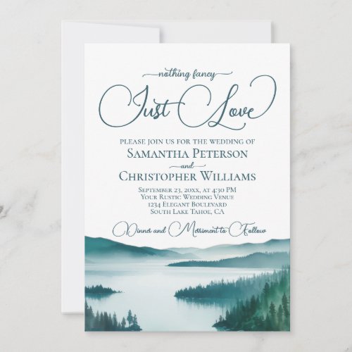 Nothing Fancy Just Love Rustic Lake Tahoe Wedding Invitation