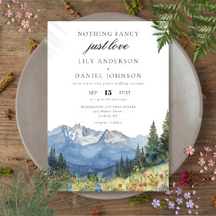 Nothing Fancy Just Love Rustic Mountain Wedding Invitation