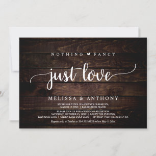 Nothing Fancy Just Love, Rustic Wedding Elopement Invitation